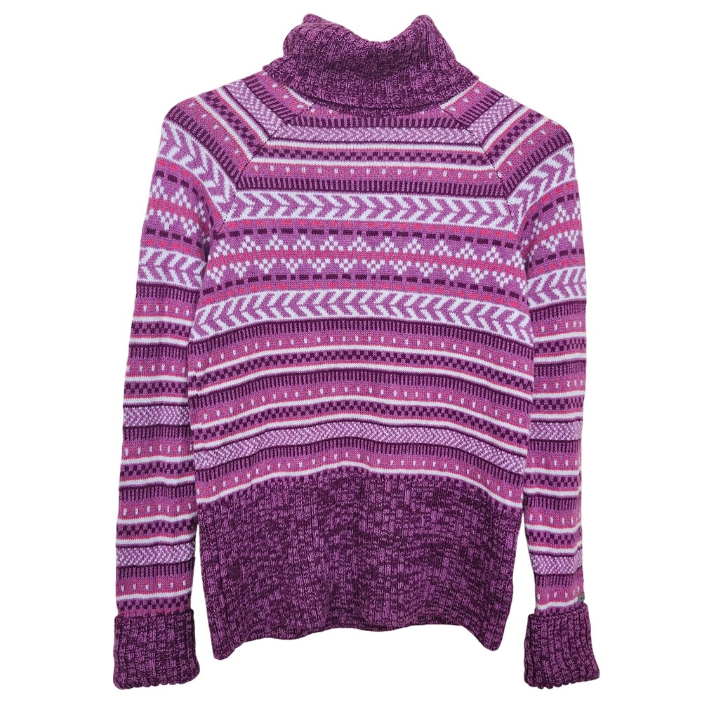 Columbia Winter Worn Fair Isle Turtleneck‎ Sweater Purple Pink Wool Blend Small